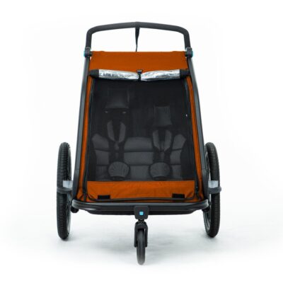 Remorque velo enfant​ CUBE Double CMPT Kinder - X Actionteam - grey´n´orange
